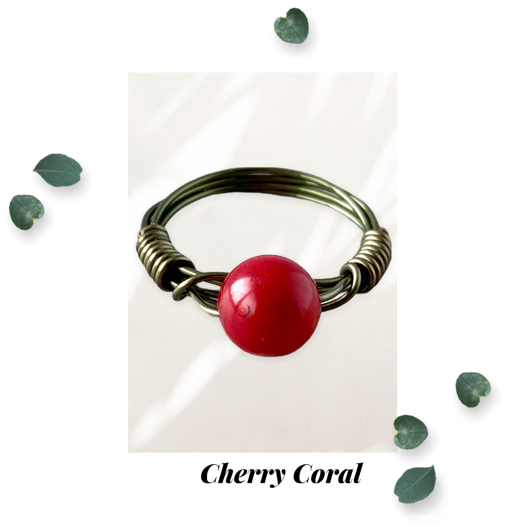 Red Bamboo Coral Ring Size 5